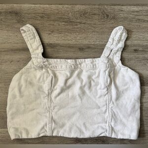 Abercrombie & Fitch White Smocked Crop Tank Top
